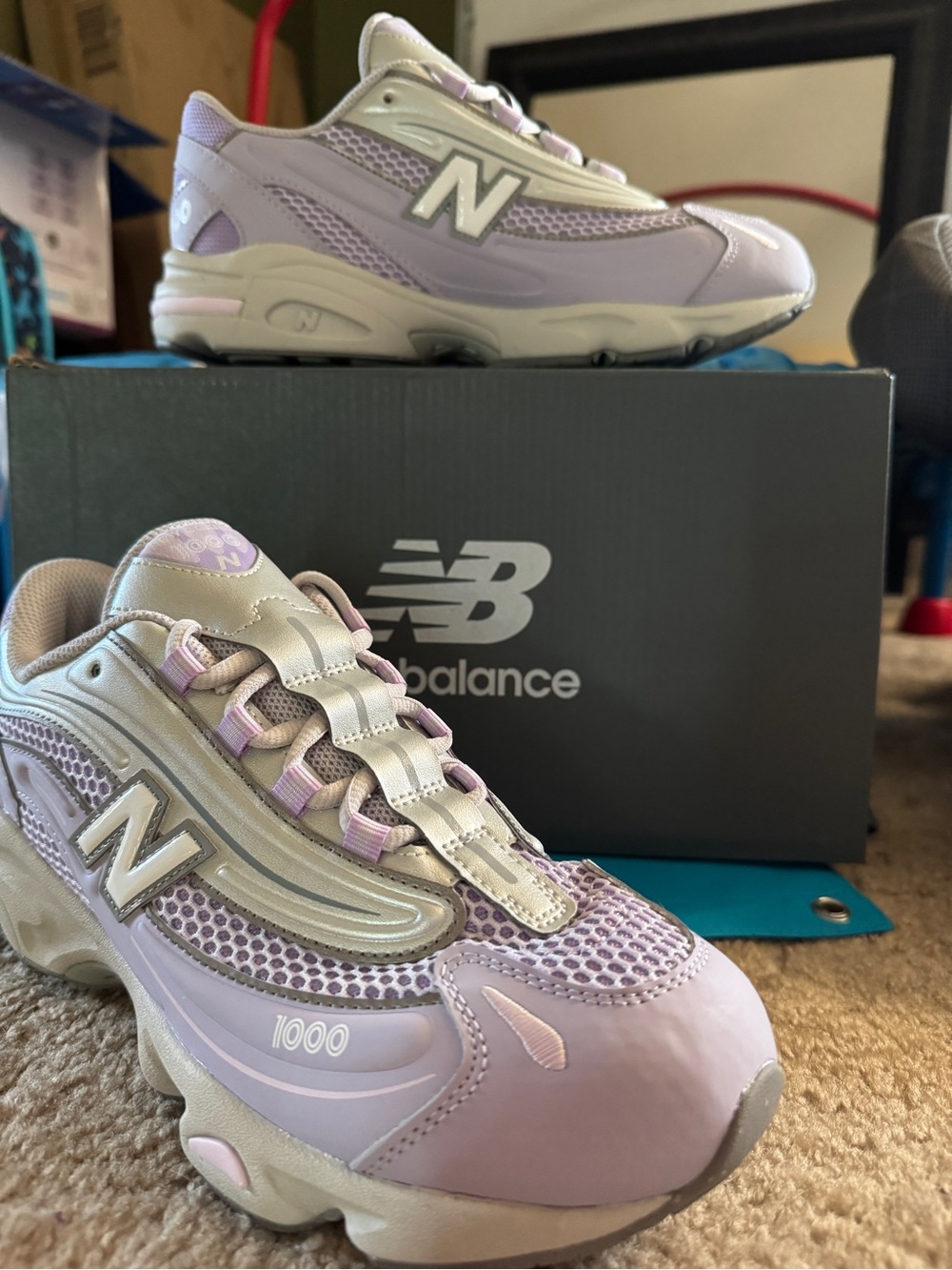 New Balance Lavender and Silver 1000 Sneakers